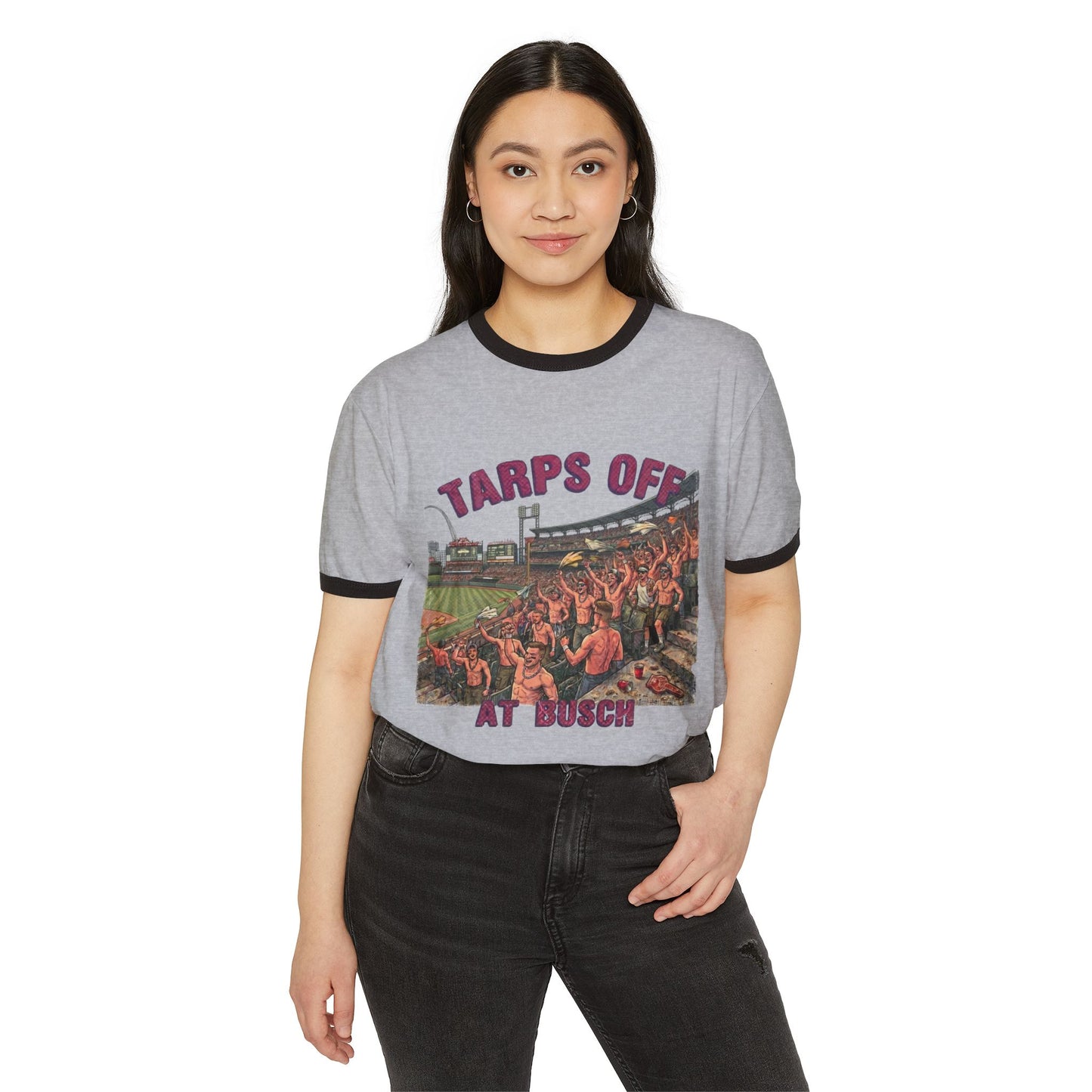 TARPS OFF AT BUSCH Ringer Tee | St. Louis Baseball Bootleg Shirt | 5.15.26 Walk-Off Tribute | Cheap Seat Co.